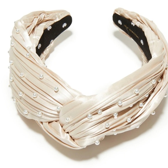 Lele  Soughdadi Pearl Embellished Satin Headband - Cream main image 6